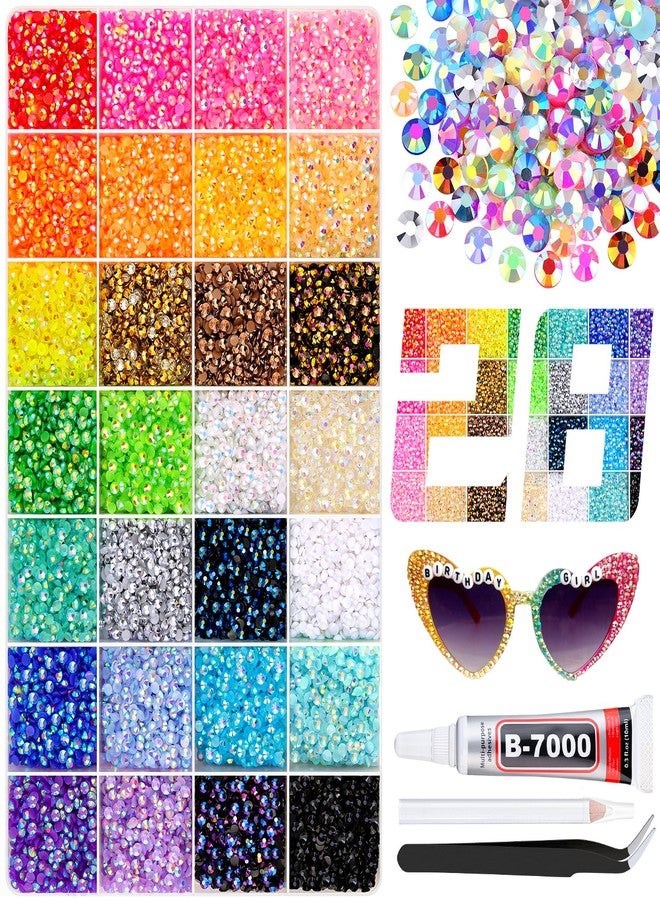 BELLEBOOST 34000Pcs Resin Rhinestones with B7000 Jewelry Glue for Crafting, Multicolors 3mm Non Hotfix Flatback Gems, Bedazzling Crystal for DIY Crafts Clothing Tumblers Mugs Shoes Fabric Decor Nail Art - Image 1